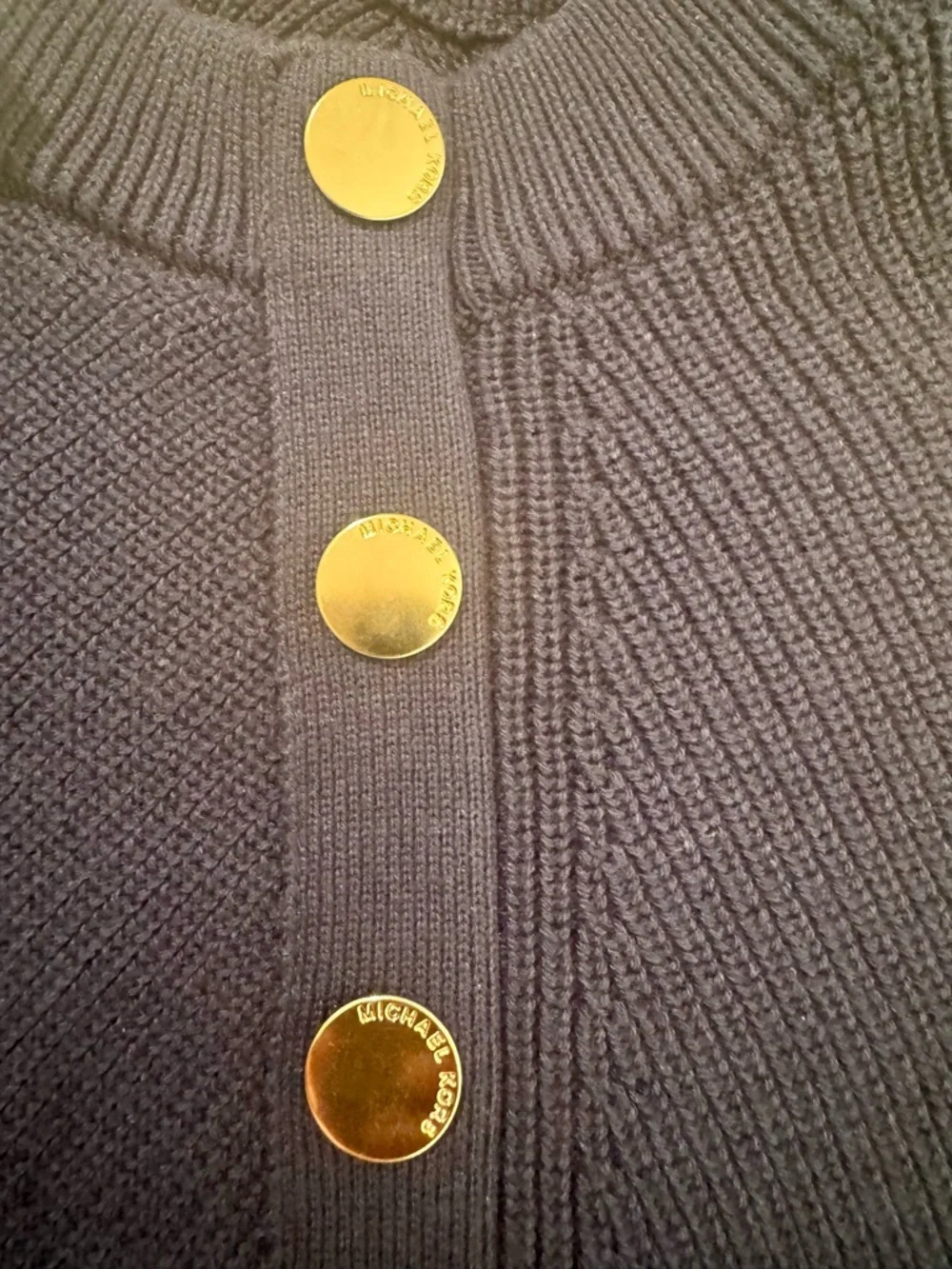 Michael Kors Navy White‎ Striped Sweater XL NWT Gold Button Shoulder Coastal